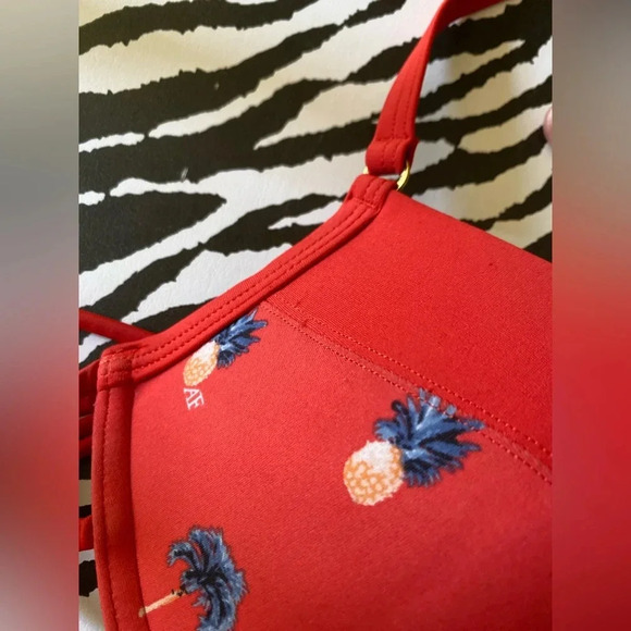 Abercrombie & Fitch Swim Red Pineapple Print Bikini top 36B - Picture 2 of 8